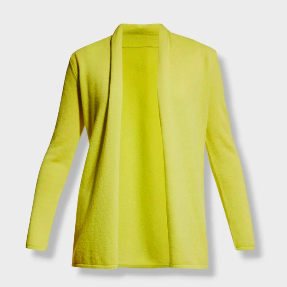 Neiman Marcus Women's citrus Green Cashmere Open Front Cardigan Sweater Size S